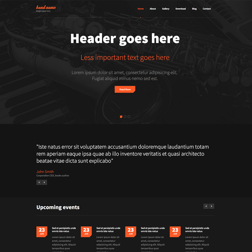 Music Band Free Responsive Website Template